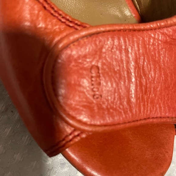 Chloe Coral leather ankle strap wooden high wedges . US 6.5 - Picture 5 of 7